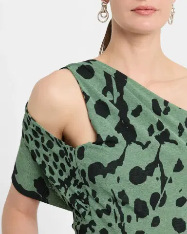 Nanushka Milda Cheetah-Print Fitted Asymmetric Top | Thumbnail 5