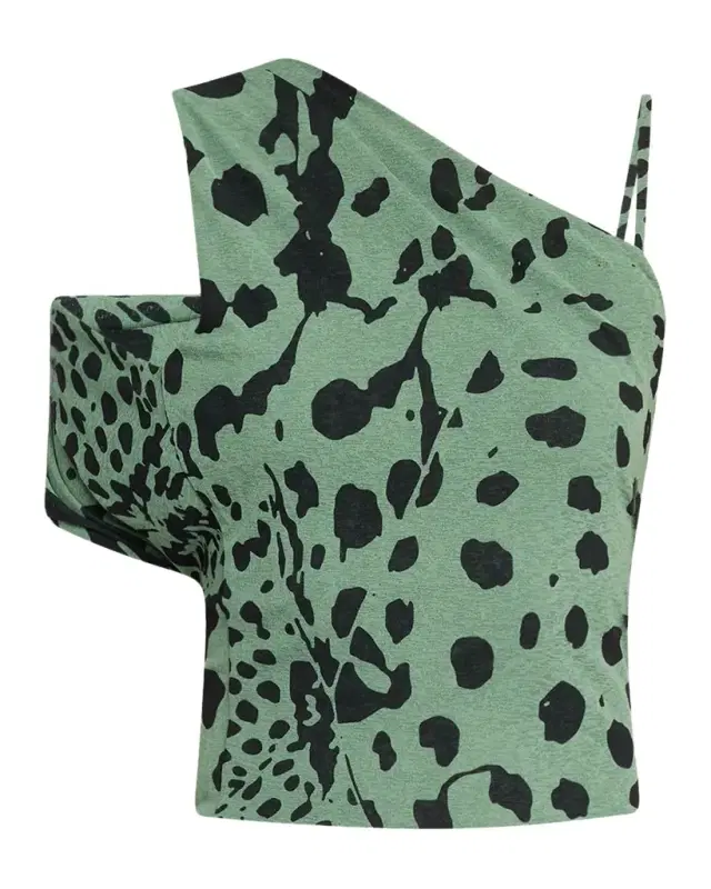 Nanushka Milda Cheetah-Print Fitted Asymmetric Top