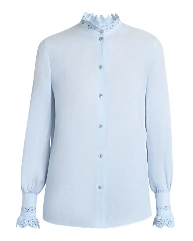 Valentino Garavani Eyelet Embroidered Ruffle Button-Down Shirt