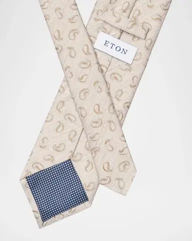 Eton Men's Paisley Silk and Linen Tie | Thumbnail 2 Eton Men's Paisley Silk and Linen Tie | Thumbnail 2