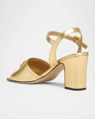 Valentino Garavani VLogo Signature Metallic Leather Sandals | Thumbnail 4 Valentino Garavani VLogo Signature Metallic Leather Sandals | Thumbnail 4