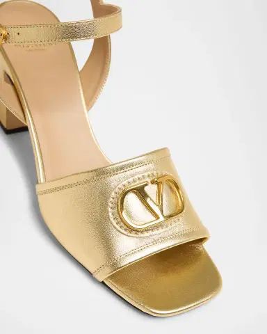Valentino Garavani VLogo Signature Metallic Leather Sandals | Thumbnail 5 Valentino Garavani VLogo Signature Metallic Leather Sandals | Thumbnail 5