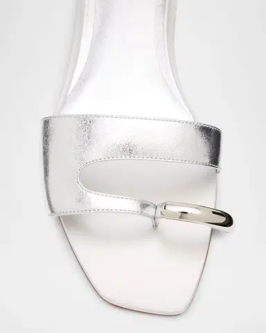 Tory Burch Pierced Metallic Toe Ring Flat Sandals | Thumbnail 4