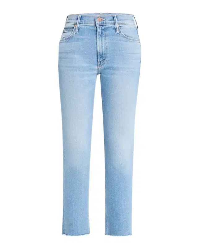 MOTHER Lil ' Mid-Rise Dazzler Ankle Fray Jeans