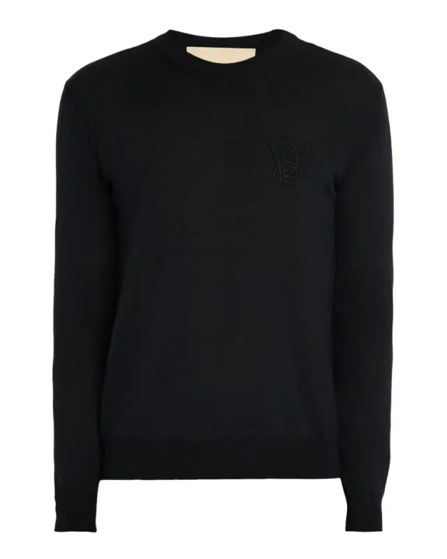 Men 's Wool Embroidered Monogram Crewneck Sweater
