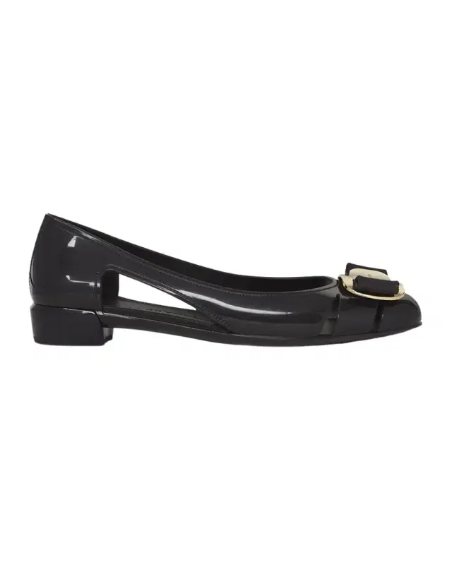 Ferragamo Nara Jelly Cutout Bow Ballerina Flats