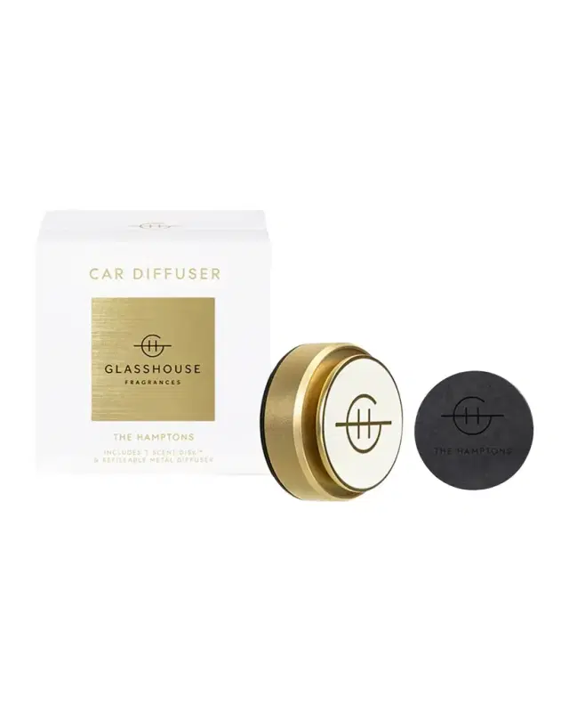 Glasshouse Fragrances Gold Car Diffuser, The Hamptons