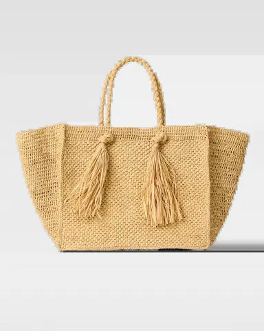 BTB Los Angeles Lucas Large Tassel Straw Tote Bag | Thumbnail 2