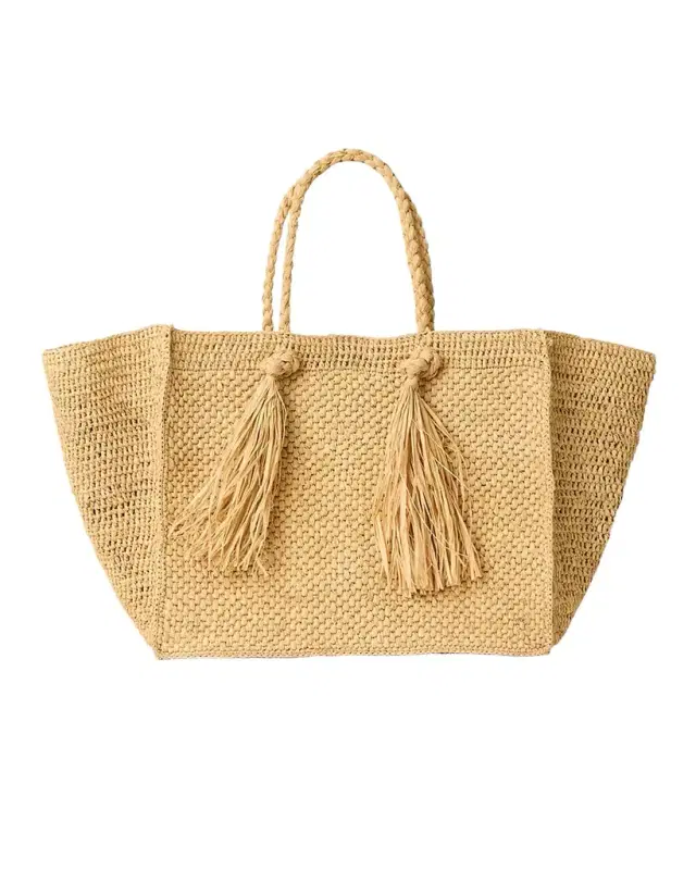 Lucas Large Tassel Straw Tote Bag