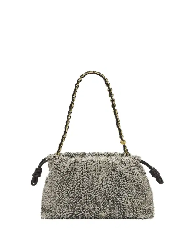 Flamenco Medium Shoulder Bag in Feathered Leather