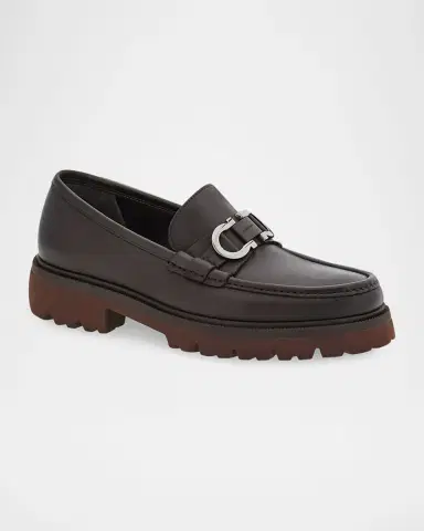 Ferragamo Men's Cocoon Gancini Leather Penny Loafers | Thumbnail 2