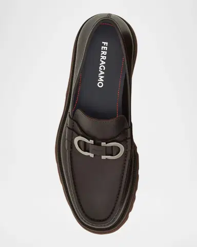 Ferragamo Men's Cocoon Gancini Leather Penny Loafers | Thumbnail 4