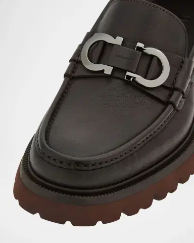 Ferragamo Men's Cocoon Gancini Leather Penny Loafers | Thumbnail 5