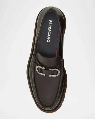 Ferragamo Men's Cocoon Gancini Leather Penny Loafers | Thumbnail 6