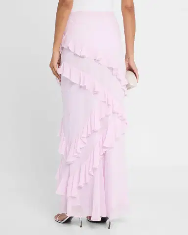 LoveShackFancy Mitnessa Asymmetric Ruffle Maxi Skirt | Thumbnail 3