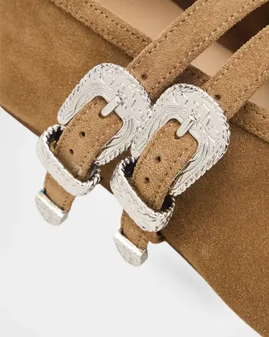 Le Monde Béryl Claudia Suede Western Buckle Ballerina Flats | Thumbnail 4