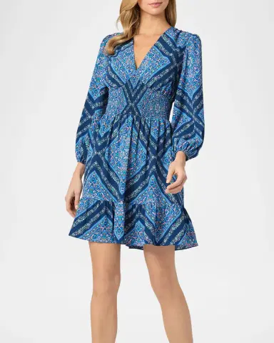 Shoshanna Imogen Smocked Floral-Print Empire Mini Dress | Thumbnail 2