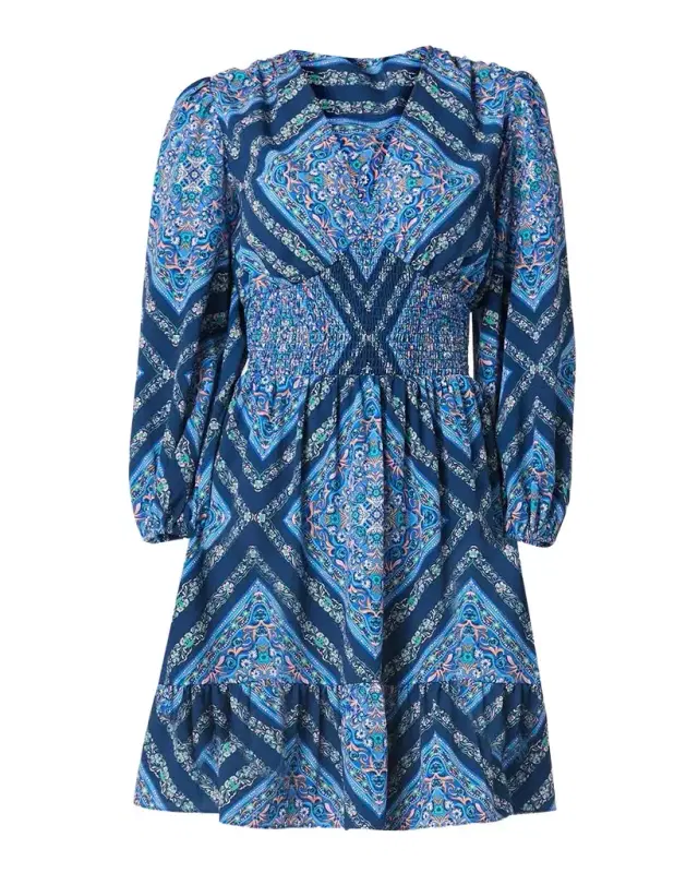 Shoshanna Imogen Smocked Floral-Print Empire Mini Dress