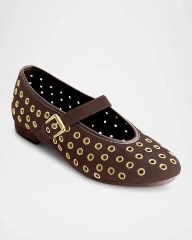 Bernardo Suede Grommet Mary Jane Ballerina Flats | Thumbnail 2 Bernardo Suede Grommet Mary Jane Ballerina Flats | Thumbnail 2