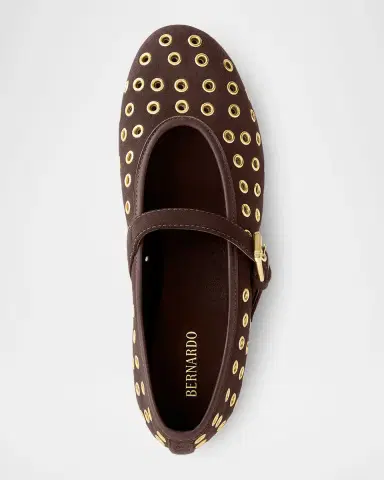 Bernardo Suede Grommet Mary Jane Ballerina Flats | Thumbnail 3 Bernardo Suede Grommet Mary Jane Ballerina Flats | Thumbnail 3