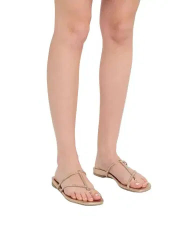 PEDRO GARCIA Belisa Embellished Laminated Leather Asymmetric Thong Sandals | Thumbnail 1 PEDRO GARCIA Belisa Embellished Laminated Leather Asymmetric Thong Sandals | Thumbnail 1