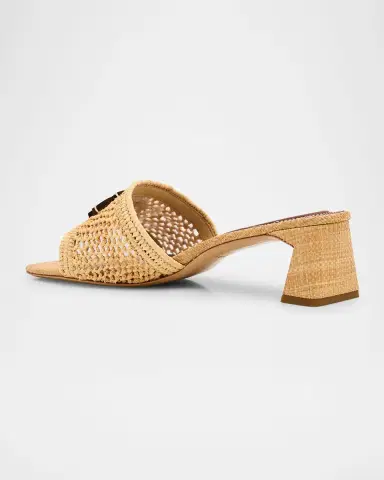 SIMKHAI Sydney Raffia Monogram Slide Sandals | Thumbnail 3 SIMKHAI Sydney Raffia Monogram Slide Sandals | Thumbnail 3