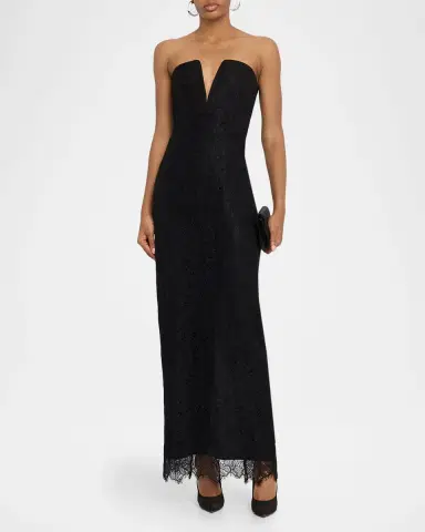 BCBGMAXAZRIA Strapless Floral Lace Column Gown | Thumbnail 2 BCBGMAXAZRIA Strapless Floral Lace Column Gown | Thumbnail 2