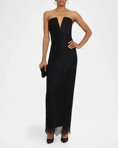 BCBGMAXAZRIA Strapless Floral Lace Column Gown | Thumbnail 4 BCBGMAXAZRIA Strapless Floral Lace Column Gown | Thumbnail 4