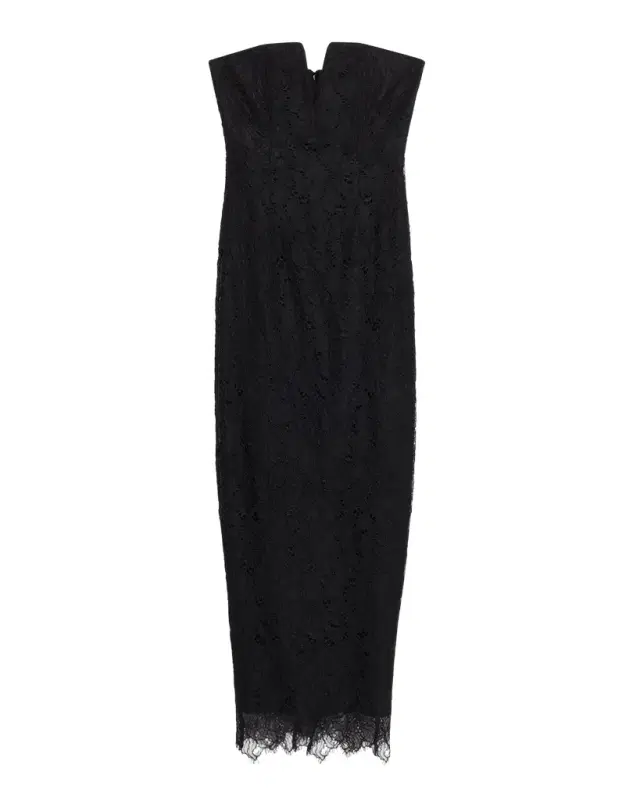 Strapless Floral Lace Column Gown