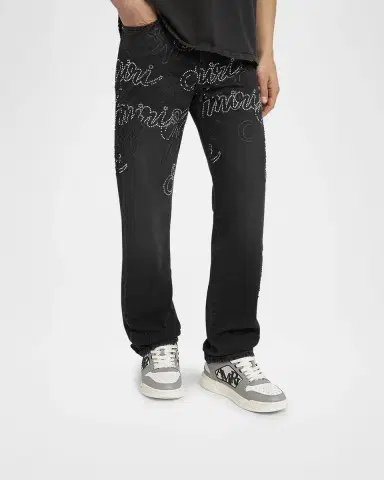 AMIRI Men's Classic Leather Logo Low-Top Sneakers | Thumbnail 2