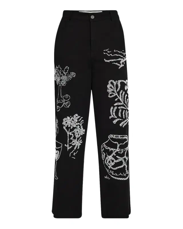 Still Life Crystal Wide-Leg Crop Pants