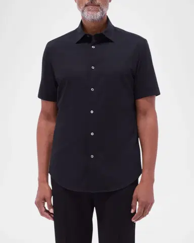 Bugatchi Men's Miles Slim Short Sleeve Shirt | Thumbnail 3