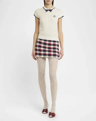 Valentino Garavani Bow Short-Sleeve Polo Sweater | Thumbnail 2 Valentino Garavani Bow Short-Sleeve Polo Sweater | Thumbnail 2