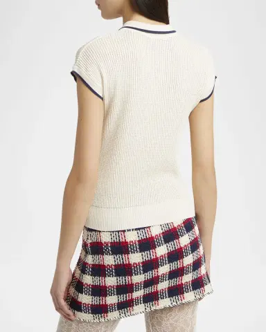 Valentino Garavani Bow Short-Sleeve Polo Sweater | Thumbnail 3 Valentino Garavani Bow Short-Sleeve Polo Sweater | Thumbnail 3