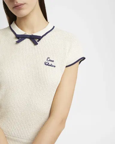 Valentino Garavani Bow Short-Sleeve Polo Sweater | Thumbnail 5 Valentino Garavani Bow Short-Sleeve Polo Sweater | Thumbnail 5