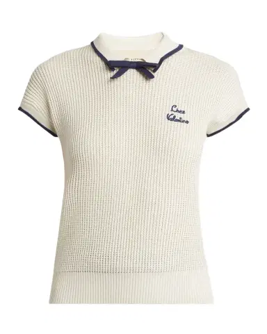 Valentino Garavani Bow Short-Sleeve Polo Sweater | Thumbnail 1 Valentino Garavani Bow Short-Sleeve Polo Sweater | Thumbnail 1