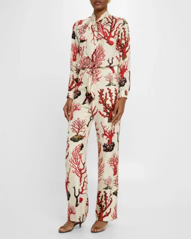 Libertine Venetian Coral Slim Keith Tie Blouse | Thumbnail 2