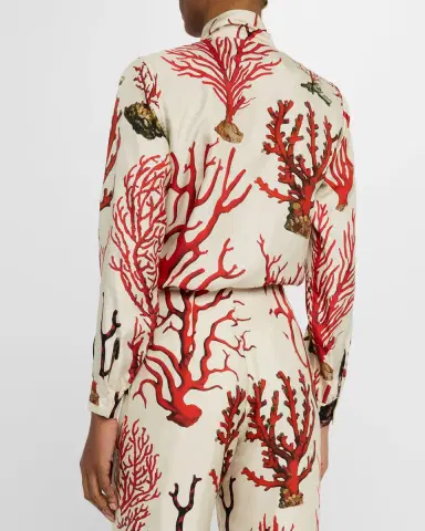 Libertine Venetian Coral Slim Keith Tie Blouse | Thumbnail 3