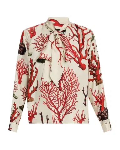 Libertine Venetian Coral Slim Keith Tie Blouse | Thumbnail 1