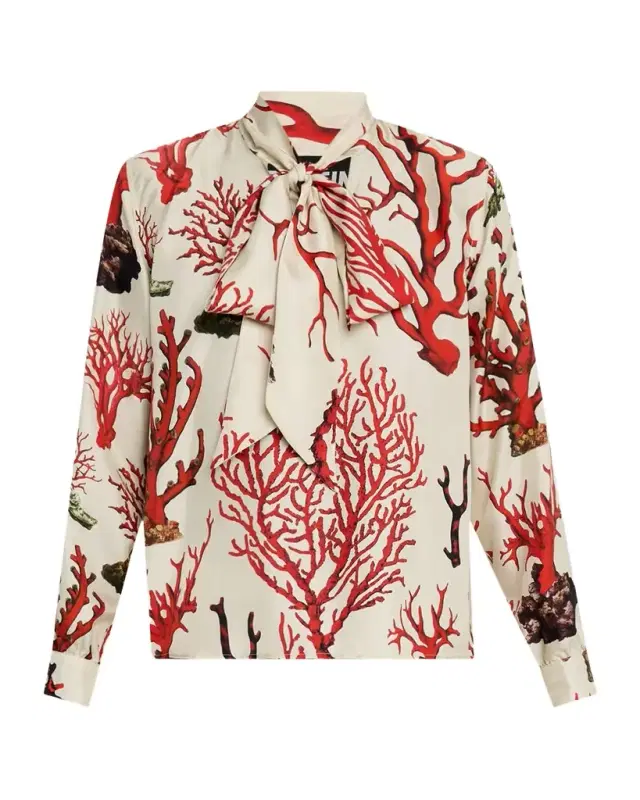 Venetian Coral Slim Keith Tie Blouse