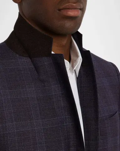 Canali Men's Plaid Wool Notch-Lapel Sport Coat | Thumbnail 4 Canali Men's Plaid Wool Notch-Lapel Sport Coat | Thumbnail 4