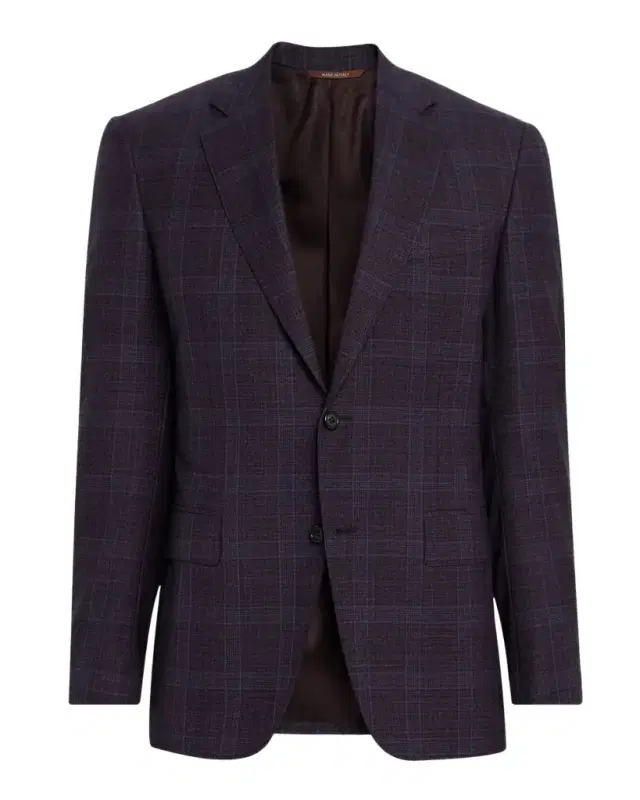 Men 's Plaid Wool Notch-Lapel Sport Coat