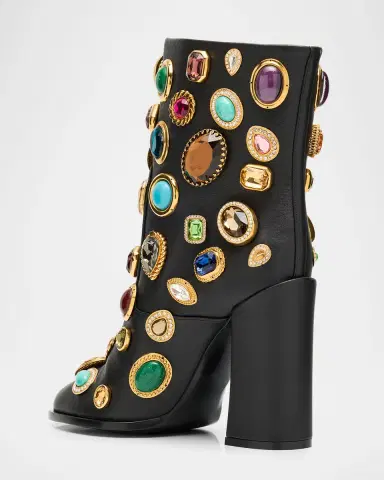 Dolce & Gabbana 105mm Stone-Embellished Leather Ankle Boots | Thumbnail 4 Dolce & Gabbana 105mm Stone-Embellished Leather Ankle Boots | Thumbnail 4