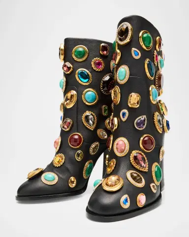 Dolce & Gabbana 105mm Stone-Embellished Leather Ankle Boots | Thumbnail 5 Dolce & Gabbana 105mm Stone-Embellished Leather Ankle Boots | Thumbnail 5