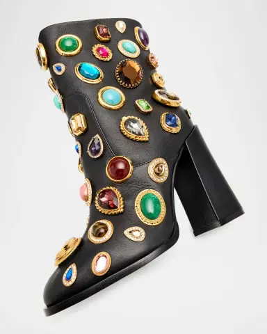 Dolce & Gabbana 105mm Stone-Embellished Leather Ankle Boots | Thumbnail 8 Dolce & Gabbana 105mm Stone-Embellished Leather Ankle Boots | Thumbnail 8