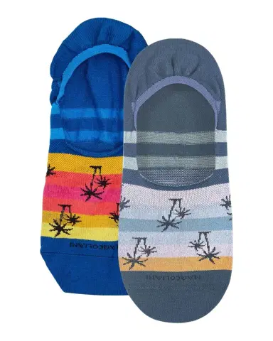 Marcoliani Men's Invisible Touch Wakiki Palm Stripe 2-Pack No-Show Socks | Thumbnail 1 Marcoliani Men's Invisible Touch Wakiki Palm Stripe 2-Pack No-Show Socks | Thumbnail 1