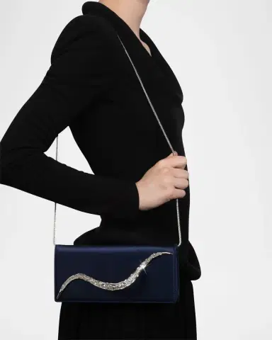 ALEXIS BITTAR Crystal Curve Recycled Satin Clutch Bag | Thumbnail 5 ALEXIS BITTAR Crystal Curve Recycled Satin Clutch Bag | Thumbnail 5