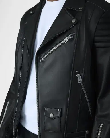 Mackage Men's Kenneth Asymmetric-Zip Leather Biker Jacket | Thumbnail 3 Mackage Men's Kenneth Asymmetric-Zip Leather Biker Jacket | Thumbnail 3
