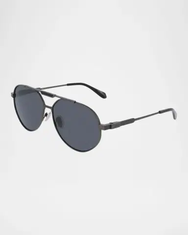 Ferragamo Men's Gancino Titanium Aviator Sunglasses | Thumbnail 2