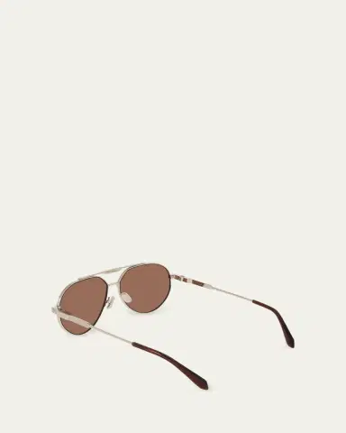 Ferragamo Men's Gancino Titanium Aviator Sunglasses | Thumbnail 6